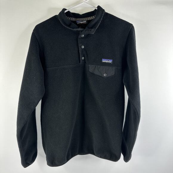 Patagonia Synchilla Women’s Medium Black Fleece Snap T Pullover Outdoor Hiking - Picture 1 of 8